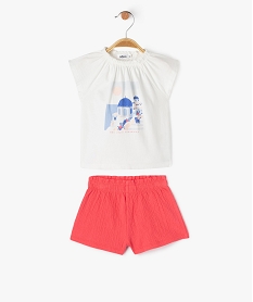ensemble short tee-shirt amples bebe fille beige shortsE682701_4