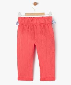 pantalon en maille legere gaufree et extensible bebe fille rose leggingsE685201_3