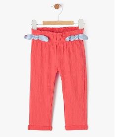 pantalon en maille legere gaufree et extensible bebe fille rose leggingsE685201_4
