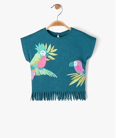 tee-shirt a franges et manches courtes bebe fille bleuE686901_1