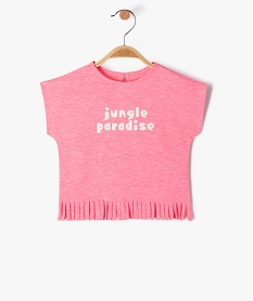 tee-shirt a franges et manches courtes bebe fille roseE687101_1