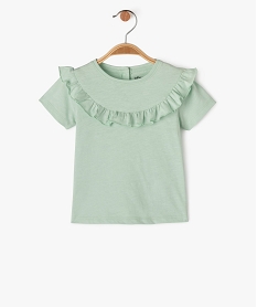 GEMO Tee-shirt manches courtes à plastron volanté bébé fille Vert