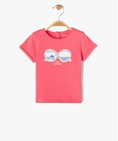 tee-shirt a manches courtes a motif estival bebe fille rose tee-shirts manches courtesE688201_4