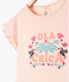 tee-shirt manches courtes a volants bebe fille rose tee-shirts manches courtesE688901_2