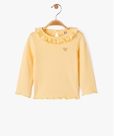 tee-shirt a manches longues avec finitions volantees bebe fille jaune tee-shirts manches longuesE689101_1