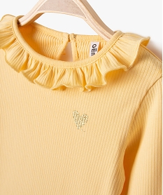 tee-shirt a manches longues avec finitions volantees bebe fille jaune tee-shirts manches longuesE689101_2