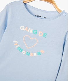 tee-shirt a manches longues a message bebe fille bleu tee-shirts manches longuesE689401_2