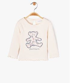 GEMO Tee-shirt à manches longues avec motif ourson bébé fille - LuluCastagnette blanc chine