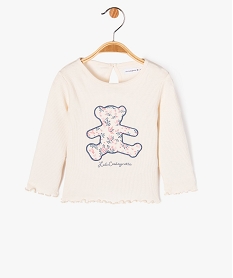 tee-shirt a manches longues avec motif ourson bebe fille - lulucastagnette beige tee-shirts manches longuesE689701_1