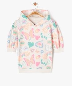 robe sweat en maille douillette imprimee bebe fille beige robesE691501_4