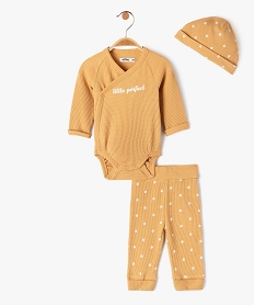 GEMO Ensemble de naissance évolutif 3 pièces : body + legging + bonnet bébé Jaune