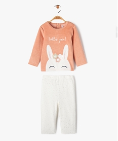 pyjama 2 pieces en velours avec motif lapin bebe fille rose pyjamas 2 piecesE693801_1