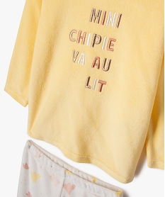 pyjama en velours 2 pieces avec inscription brodee bebe fille jaune pyjamas 2 piecesE694001_2