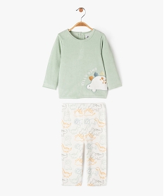 pyjama 2 pieces en velours avec motifs dinosaures bebe garcon vertE694201_1