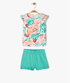 GEMO Pyjashort à volant imprimé tropical bébé fille bleu standard