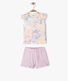 pyjashort a volant imprime tropical bebe fille violetE695301_1