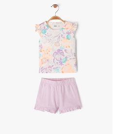 GEMO Pyjashort à volant imprimé tropical bébé fille Violet