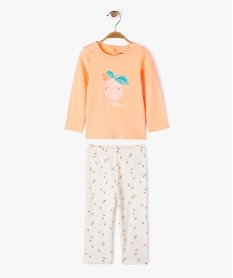 GEMO Pyjama 2 pièces en jersey de coton motif pêche bébé fille Orange