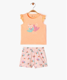 pyjashort 2 pieces avec motifs felins bebe fille orangeE696701_1