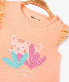 pyjashort 2 pieces avec motifs felins bebe fille orangeE696701_3