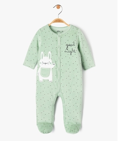 GEMO Pyjama dors-bien en velours avec motif lapin bébé garçon Vert