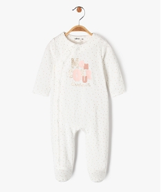 pyjama en velours avec touches pailletees bebe fille beigeE697301_1