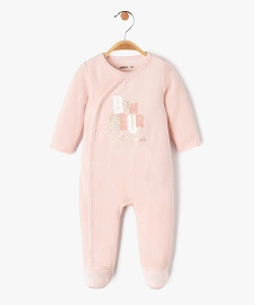 GEMO Pyjama en velours avec inscription pailletée bébé fille Rose