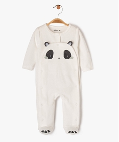 GEMO Pyjama velours motif panda ouverture devant  bébé Blanc