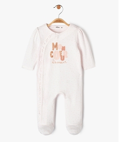 pyjama dors-bien ouvert devant avec touches pailletees bebe fille beige pyjamas ouverture devantE698301_1
