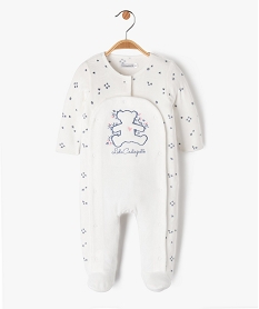 GEMO Pyjama en velours ouverture devant motif fleurs et ourson bébé - LuluCastagnette Blanc