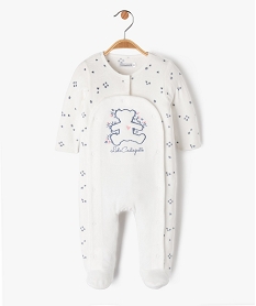 pyjama en velours ouverture devant motif fleurs et ourson bebe - lulucastagnette blancE698601_1