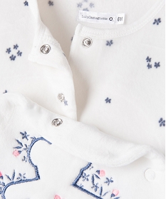 pyjama en velours ouverture devant motif fleurs et ourson bebe - lulucastagnette blancE698601_2