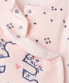 pyjama en velours ouverture devant motif fleurs et ourson bebe - lulucastagnette roseE698701_1