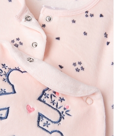 GEMO Pyjama en velours ouverture devant motif fleurs et ourson bébé - LuluCastagnette Rose