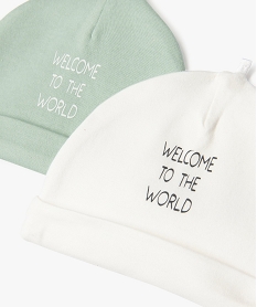 bonnet de naissance en jersey imprime a revers (lot de 2) vertE701701_3