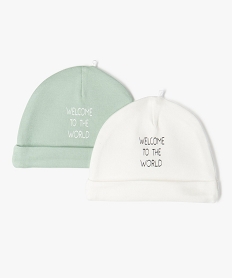 bonnet de naissance en jersey imprime a revers (lot de 2) vertE701701_4