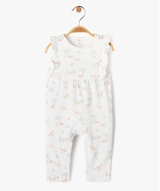 combinaison longue sans manches en molleton imprime bebe fille beige pantalonsE702301_1