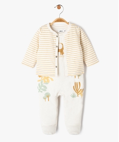 GEMO Ensemble 2 pièces bébé garçon combinaison et gilet beige standard