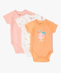 body manches courtes ouverture devant bebe (lot de 3) orange body manches courtesE704901_1