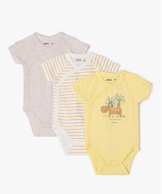 GEMO Bodies à manches courtes fermeture croisée bébé (lot de 3) Jaune