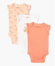 GEMO Bodies sans manches avec volants bébé fille (lot de 3) Orange