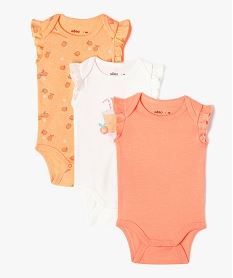 bodies sans manches avec volants bebe fille (lot de 3) orange body manches courtesE705401_4