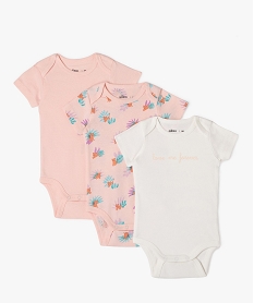 bodies a manches courtes assortis bebe fille (lot de 3) rose body manches courtesE705801_3