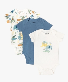 GEMO Bodies à manches courtes à motifs exotiques bébé garçon (lot de 3) blanc standard