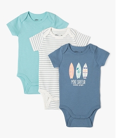 GEMO Bodies à manches courtes avec motifs marins bébé garçon (lot de 3) bleu standard