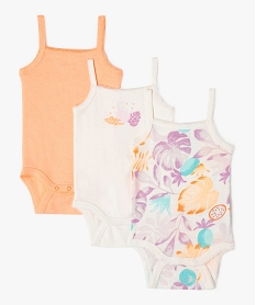 GEMO Bodies à bretelles à motifs exotiques bébé fille (lot de 3) Orange