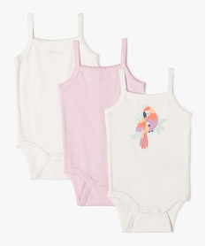 GEMO Bodies à bretelles avec motifs exotiques bébé fille (lot de 3) Rose