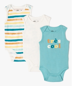 bodies sans manches assortis bebe garcon (lot de 3) bleuE707601_1