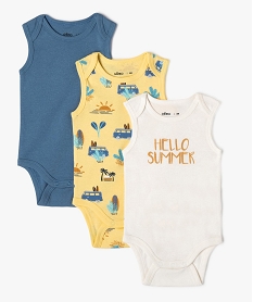 bodies sans manches a motifs estivaux bebe garcon (lot de 3) jaune body sans manchesE707801_1