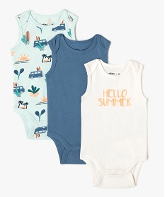 GEMO Bodies sans manches à motifs estivaux bébé garçon (lot de 3) bleu standard